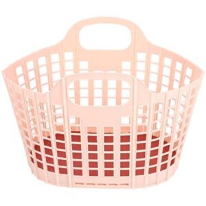 2pcs Handles Baskets Shopping Grocery Bathroom Multi- function Pink Storage Foldable Fruits Handle Snacks Portable Home with Design Shower Household Hollow- out Plastic