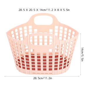 2pcs Handles Baskets Shopping Grocery Bathroom Multi- function Pink Storage Foldable Fruits Handle Snacks Portable Home with Design Shower Household Hollow- out Plastic