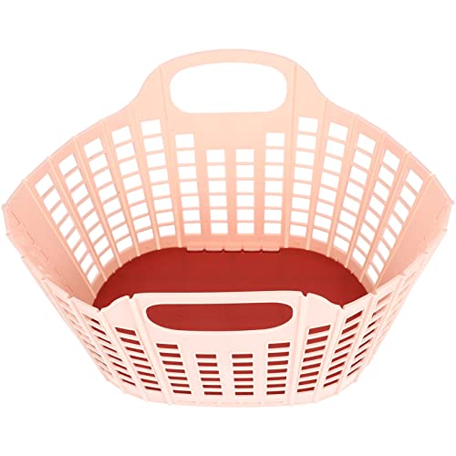 2pcs Handles Baskets Shopping Grocery Bathroom Multi- function Pink Storage Foldable Fruits Handle Snacks Portable Home with Design Shower Household Hollow- out Plastic