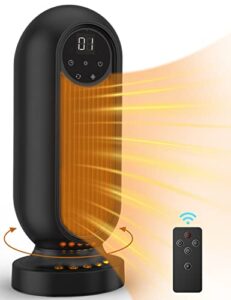 gabless space heater, portable electric space heater 1500w oscillating tower heater with 3 modes, fast heating ceramic heater with remote control, 12h timer for home bedroom office indoor use