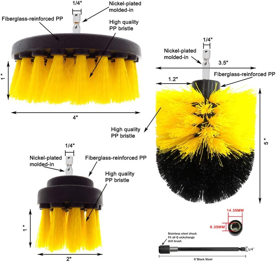 20Piece Drill Brush Attachments Set, Bathroom Surfaces Tub, Shower, Tile and Grout All Purpose Power Scrubber Cleaning Kit –Grout Drill Brush Set – Drill Brushes Set Drill Brush Power Scrubber