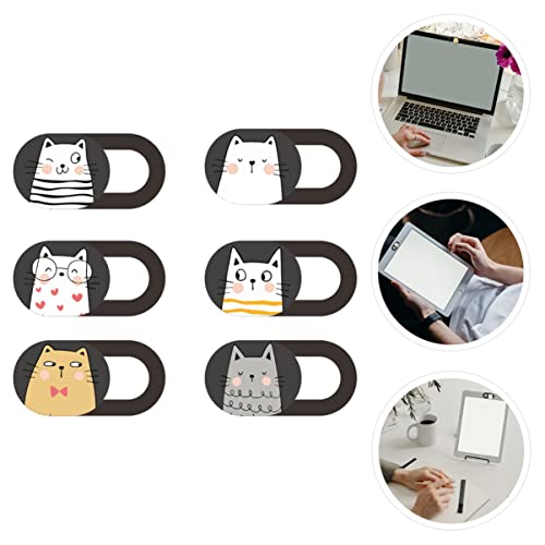 Mobestech 6pcs Web Phone Laptop for Webcam/Privacy Cartoon Desktop Camera Computer Protector Blocker Slide Cover Tablet Cat