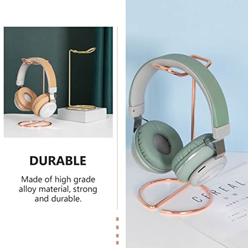 NUOBESTY 1pc Gold Organizer Frame Stable Portable Stand Useful Storage Office Hanger Supporting Base Rose Headphones Universal Rack Anti- Non- Orgnizer Golden Headphone Earphone Holder
