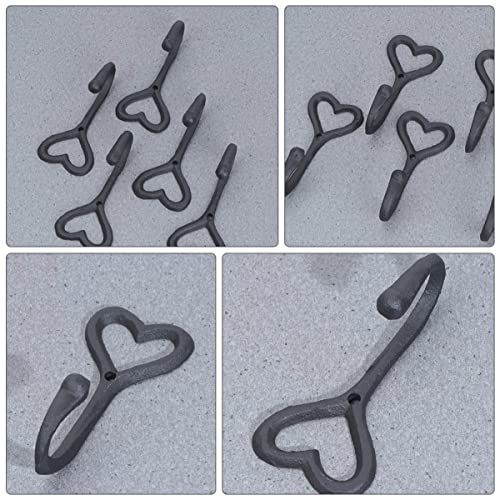 TEHAUX 2sets4pcs Heart- Shaped Decoration Metal Wall- Mounted Bathroom Shaped Shape Hook- Hangers Outdoor Hook Pictures, Scarf Cast Mount Kitchen Wall- Coat Storage Towels, Key