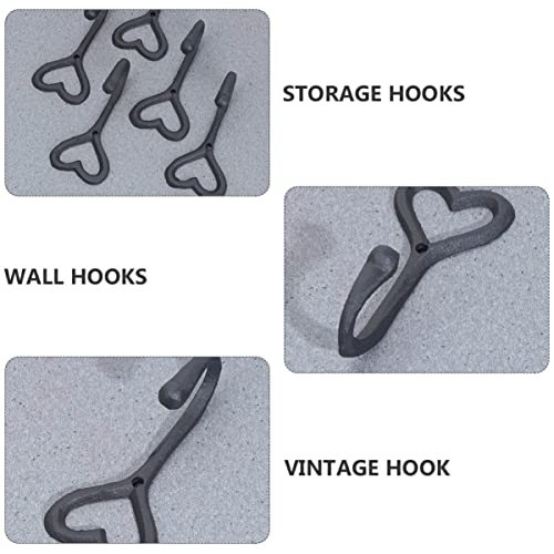 TEHAUX 2sets4pcs Heart- Shaped Decoration Metal Wall- Mounted Bathroom Shaped Shape Hook- Hangers Outdoor Hook Pictures, Scarf Cast Mount Kitchen Wall- Coat Storage Towels, Key