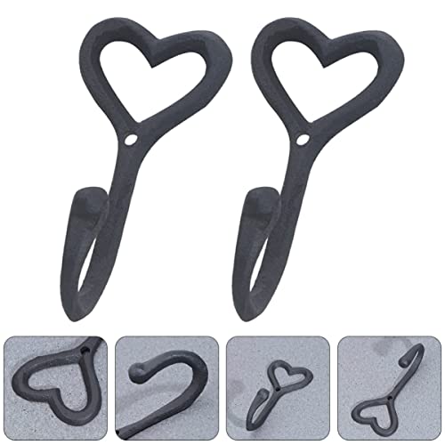 TEHAUX 2sets4pcs Heart- Shaped Decoration Metal Wall- Mounted Bathroom Shaped Shape Hook- Hangers Outdoor Hook Pictures, Scarf Cast Mount Kitchen Wall- Coat Storage Towels, Key