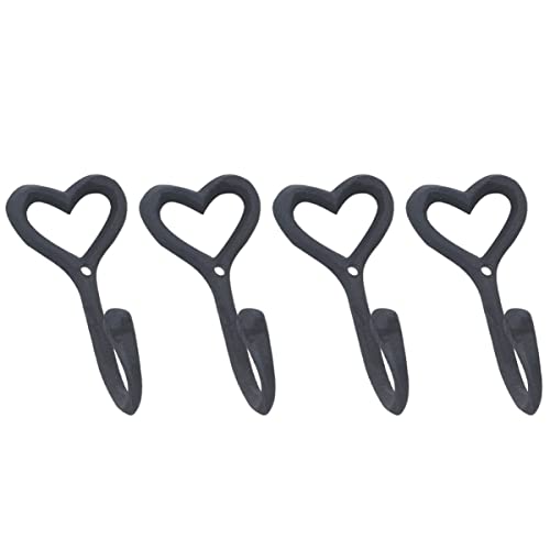 TEHAUX 2sets4pcs Heart- Shaped Decoration Metal Wall- Mounted Bathroom Shaped Shape Hook- Hangers Outdoor Hook Pictures, Scarf Cast Mount Kitchen Wall- Coat Storage Towels, Key