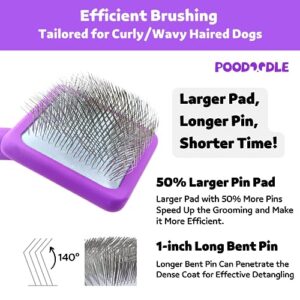 Poodoodle Dog Slicker Brush for Goldendoodle, Labradoodle & All Doodle Mix, Long Pin Wood Dog Brush for Long Haired Dogs, Tailored for Poodles & Doodles, Golden Doodle Brush for Grooming - Large