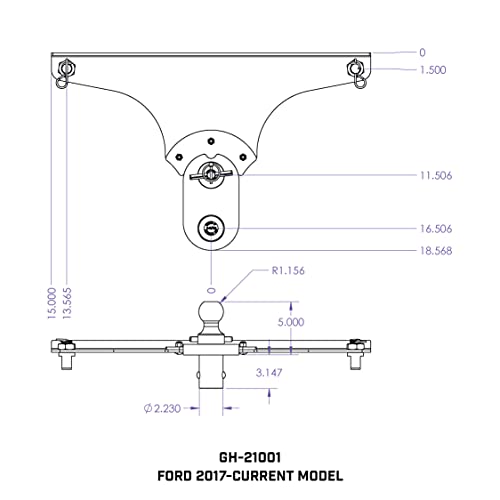 GEN-Y GH-21001 GoosePuck 5" Offset Gooseneck Ball for OEM Puck Mount System fits Ford 2017 to Current - 25,000 LB Towing Capacity