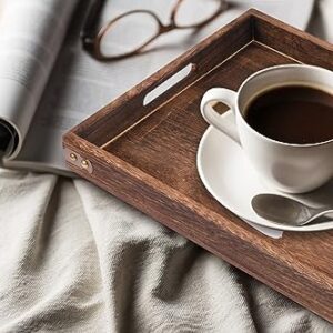 It's Tea Time - Rectangle Wooden Coffee Serving Tray with Handles, Funny Rustic Farmhouse Foods Tray Coffee Table Tray Home Kitchen Decorative for Christmas Birthday Tea Lovers Gifts