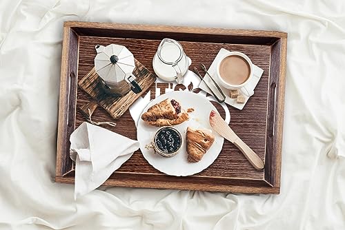 It's Tea Time - Rectangle Wooden Coffee Serving Tray with Handles, Funny Rustic Farmhouse Foods Tray Coffee Table Tray Home Kitchen Decorative for Christmas Birthday Tea Lovers Gifts