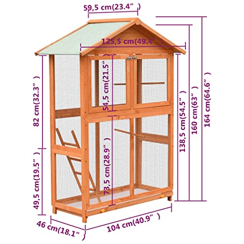 GOLINPEILO Bird Cage Solid Pine & Fir Wood 49.4"x23.4"x64.6"