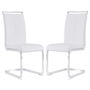 baopin dining chairs set of 2, high back leather side chairs, dining living room chairs upholstered armless chair with metal legs, chairs for dining room,kitchen,living room,white