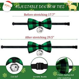 Comtraker Christmas Dog Bandana Hat Bow Tie Set Christmas Green Buffalo Plaid Pet Triangle Scarf Adjustable Bowtie Dog Outfit Decoration Small Medium Large Dog Cat Pet