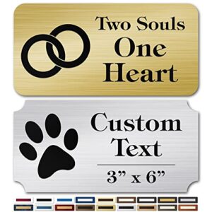 engraved name plate, personalized name plaque - 3x6 inch, 18 colors, 72 icons, 4 corner styles, 12 fonts styles, 5 mounting options - made by my sign center, usa (iconic)