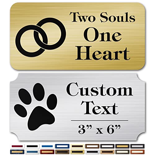 Engraved Name Plate, Personalized Name Plaque - 3x6 Inch, 18 Colors, 72 Icons, 4 Corner Styles, 12 Fonts Styles, 5 Mounting Options - Made by My Sign Center, USA (Iconic)