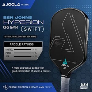 JOOLA Ben Johns Hyperion CFS 16mm Swift Pickleball Paddle - USAPA Approved for Tournament Play - Carbon Fiber Pickle Ball Racket - Maximum Speed with High Grit & Spin