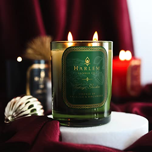 Harlem Candle Company Vintage Garden Luxury Candle, 12 oz Glass Jar, Double Wick, Soy Wax, Gift Box, Wild Berry, Rose, Absinthe, Angelica, Strawberry Musk, and Birch