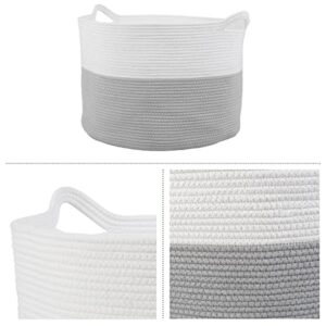 Extra-Large Basket - Cotton Rope Basket with Handles for Laundry, Blanket, Pillow, and Toy Storage - Baskets for Organizing by Home-Complete (Gray)