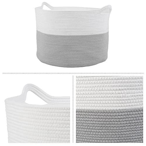 Extra-Large Basket - Cotton Rope Basket with Handles for Laundry, Blanket, Pillow, and Toy Storage - Baskets for Organizing by Home-Complete (Gray)