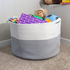 Extra-Large Basket - Cotton Rope Basket with Handles for Laundry, Blanket, Pillow, and Toy Storage - Baskets for Organizing by Home-Complete (Gray)