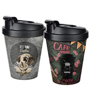 travel coffee cup leak free reusable plastic travel coffee mug spill proof - 13 oz- 2 pack