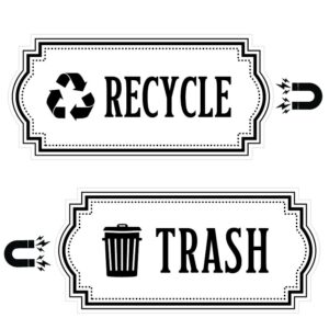 recycle and trash logo symbol - elegant golden look for trash cans, containers, and walls - laminated vinyl decal (xsmall, black/white - magnetic 2)