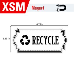 Recycle and Trash Logo Symbol - Elegant Golden Look for Trash Cans, Containers, and Walls - Laminated Vinyl Decal (XSmall, Black/White - Magnetic 2)