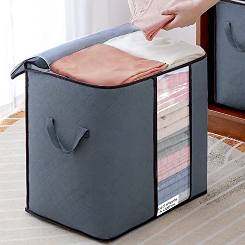 toresper 2Pcs closet organization and storage,Large Capacity toy storage with Reinforced Handles,Foldable Storage Bags with Clear Window for Clothes Pillow Blankets Bedding