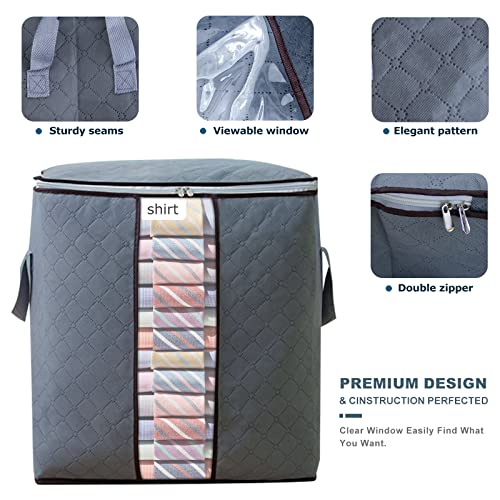 toresper 2Pcs closet organization and storage,Large Capacity toy storage with Reinforced Handles,Foldable Storage Bags with Clear Window for Clothes Pillow Blankets Bedding