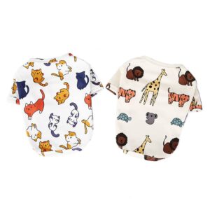 2 pack cute printed dog clothes soft warm boy girl puppy shirt comfort cat costume for small medium dogs cats, machine washable dog outfits, large.
