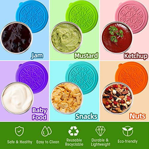 6 Pack Salad Dressing Containers To Go,1.6oz Stainless Steel Condiment Cup Mini Sauce Containers for Lunch Bento Box with Leakproof Food-grade Silicone Lids for Snack,Dessert,Souffle,Kids Lunch