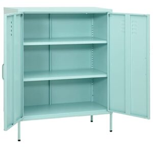 QZZCED Storage Cabinet with Doors, Console Table Sideboard Buffet Cabinet with Storage, for Living Room, Dining Room, Entryway, Kitchen,Mint 31.5"x13.8"x40" Steel