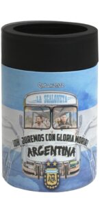 fanasshop can cooler - double wall stainless steel can holder - vacuum insulated standard cans for all drinks - beverage can designed for soccer world cup 2022 (argentina)