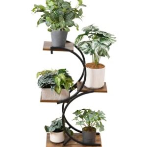 CHPHI Plant Stand Indoor 4-Tier wrought iron Green Plant Stand Use Office Home Décor, Wood(S style)