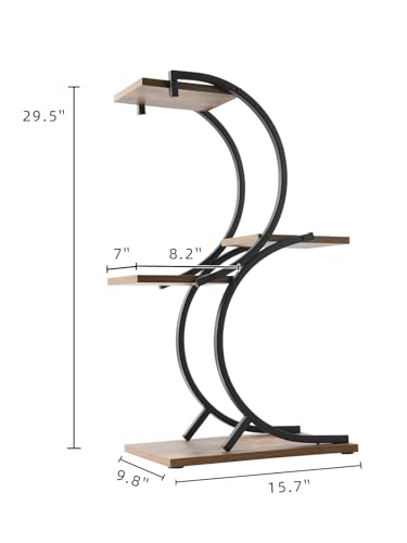 CHPHI Plant Stand Indoor 4-Tier wrought iron Green Plant Stand Use Office Home Décor, Wood(S style)