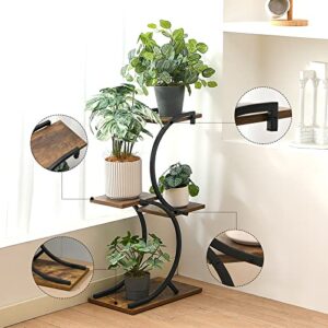 CHPHI Plant Stand Indoor 4-Tier wrought iron Green Plant Stand Use Office Home Décor, Wood(S style)