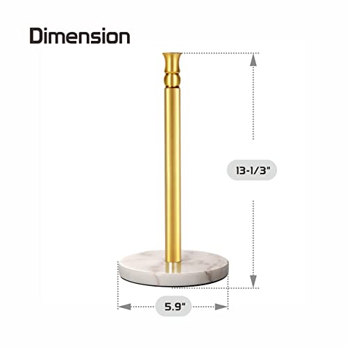 Siwil Paper Towel Holder Stand, One-Handed Ripping Paper Towel Roll Holder Countertop, Heavy Marble Base, NOT Tip Over - (Marble Base, Gold)