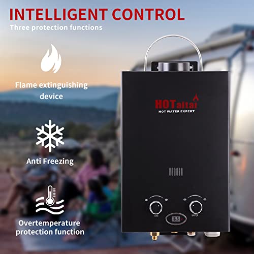 HOTaitai Tankless Water Heater Propane, 1.58 GPM Portable Outdoor Hot Water Heater for Camping