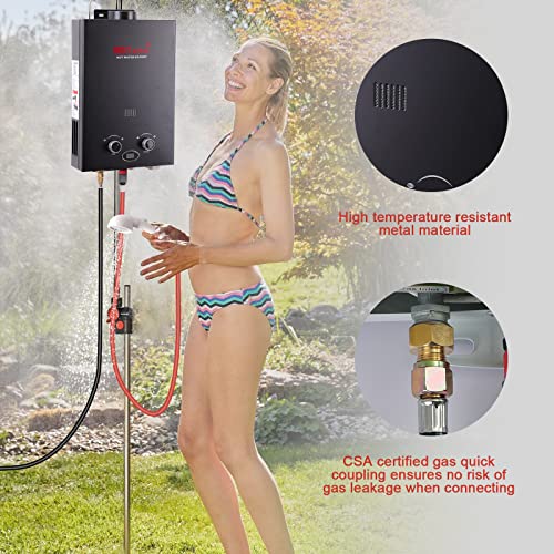 HOTaitai Tankless Water Heater Propane, 1.58 GPM Portable Outdoor Hot Water Heater for Camping