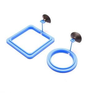 Jegtew 2 Pcs Fish Feeding Ring, Fish Safe Floating Food Feeder Circle with Suction Cup,Square and Round Shape Aquarium Fish Tank Towels for Guppy, Goldfish and Other Small Fish