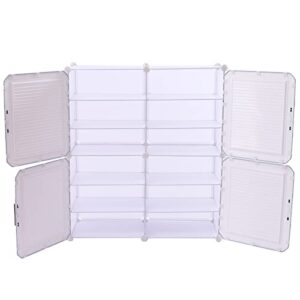 Gdrasuya10 Portable Shoe Rack, 6 Tier Shoe Storage Cabinet 24 Pair DIY Shoe Storage Shelf Organizer, Resin Shoe Shelves Organizer for Closet Hallway Bedroom Entryway (White)