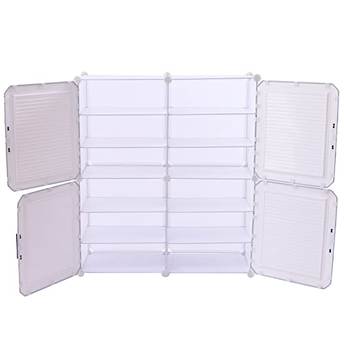 Gdrasuya10 Portable Shoe Rack, 6 Tier Shoe Storage Cabinet 24 Pair DIY Shoe Storage Shelf Organizer, Resin Shoe Shelves Organizer for Closet Hallway Bedroom Entryway (White)