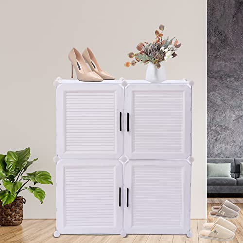 Gdrasuya10 Portable Shoe Rack, 6 Tier Shoe Storage Cabinet 24 Pair DIY Shoe Storage Shelf Organizer, Resin Shoe Shelves Organizer for Closet Hallway Bedroom Entryway (White)