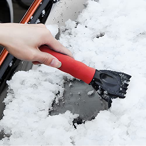 Ice Scraper for Car Windshield, Snow and Frost Removal for Auto Window, No Scratch Winter Cleaning Tool, ABS Body with Foam Handle, Car Exterior Accessories Universal for Car, Truck, SUV (Red)