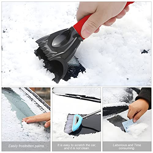 Ice Scraper for Car Windshield, Snow and Frost Removal for Auto Window, No Scratch Winter Cleaning Tool, ABS Body with Foam Handle, Car Exterior Accessories Universal for Car, Truck, SUV (Red)