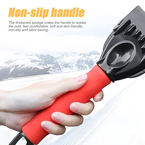 Ice Scraper for Car Windshield, Snow and Frost Removal for Auto Window, No Scratch Winter Cleaning Tool, ABS Body with Foam Handle, Car Exterior Accessories Universal for Car, Truck, SUV (Red)