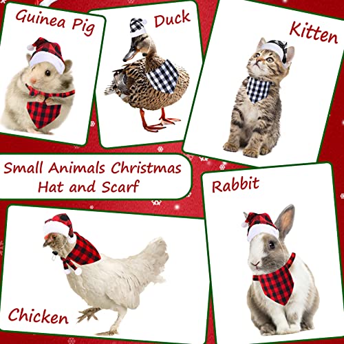 JOTFA 8 Pieces Christmas Chicken Hats Bandanas, Chicken Santa Claus Hat Chicken Christmas Bandana Scarf Small Pet Christmas Costume for Chicks Hen Rooster Goose Duck Parrot Hamster Guinea Pig Lizard