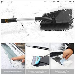 Snow Brush with Ice Scraper for Car Windshield, 26'' Extendable Rotatable Detachable Auto Window Cleaning Tool, Aluminum Body and Foam Grip, Winter Snow Removal Accessories for Most Cars (Black)