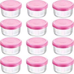 12 pcs small glass condiment containers with lids glass jars with lids salad dressing container glass food storage containers reusable sauce cups mini glass jars for picnic travel 2.53 oz